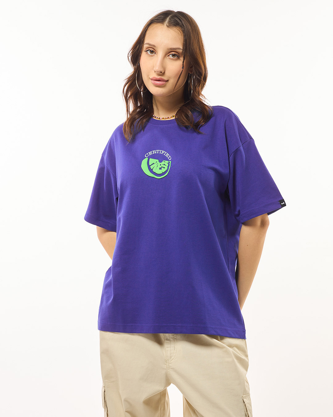 Shop Women's Blue Lemons Graphic Printed Oversized T-shirt-Back