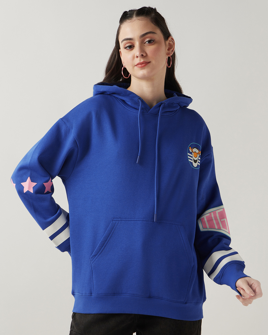 Shop Women's Blue Lolite Sports League Graphic Printed Oversized Hoodies-Back