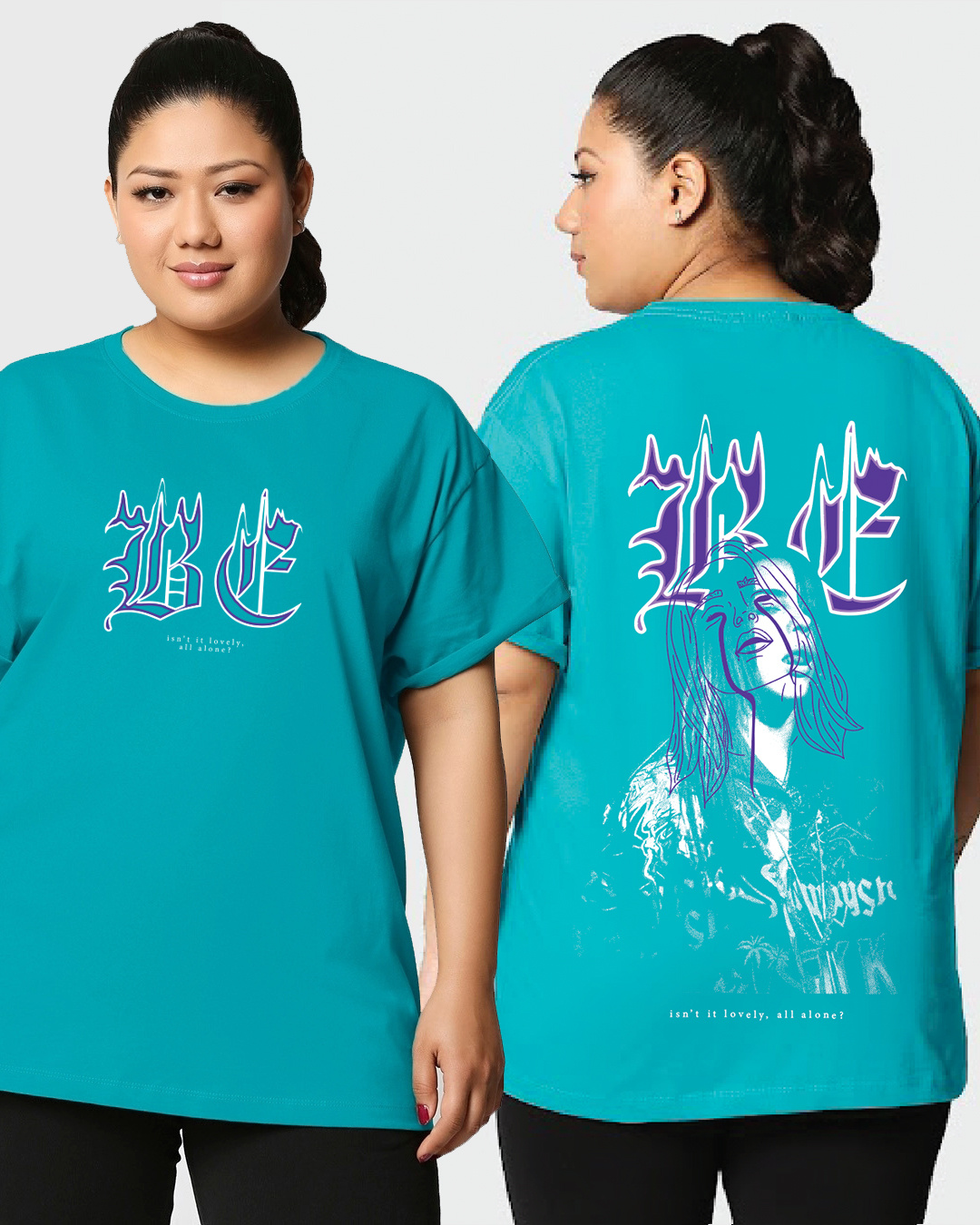 Buy Women's Blue Lovely Billie Graphic Printed Boyfriend Plus Size T