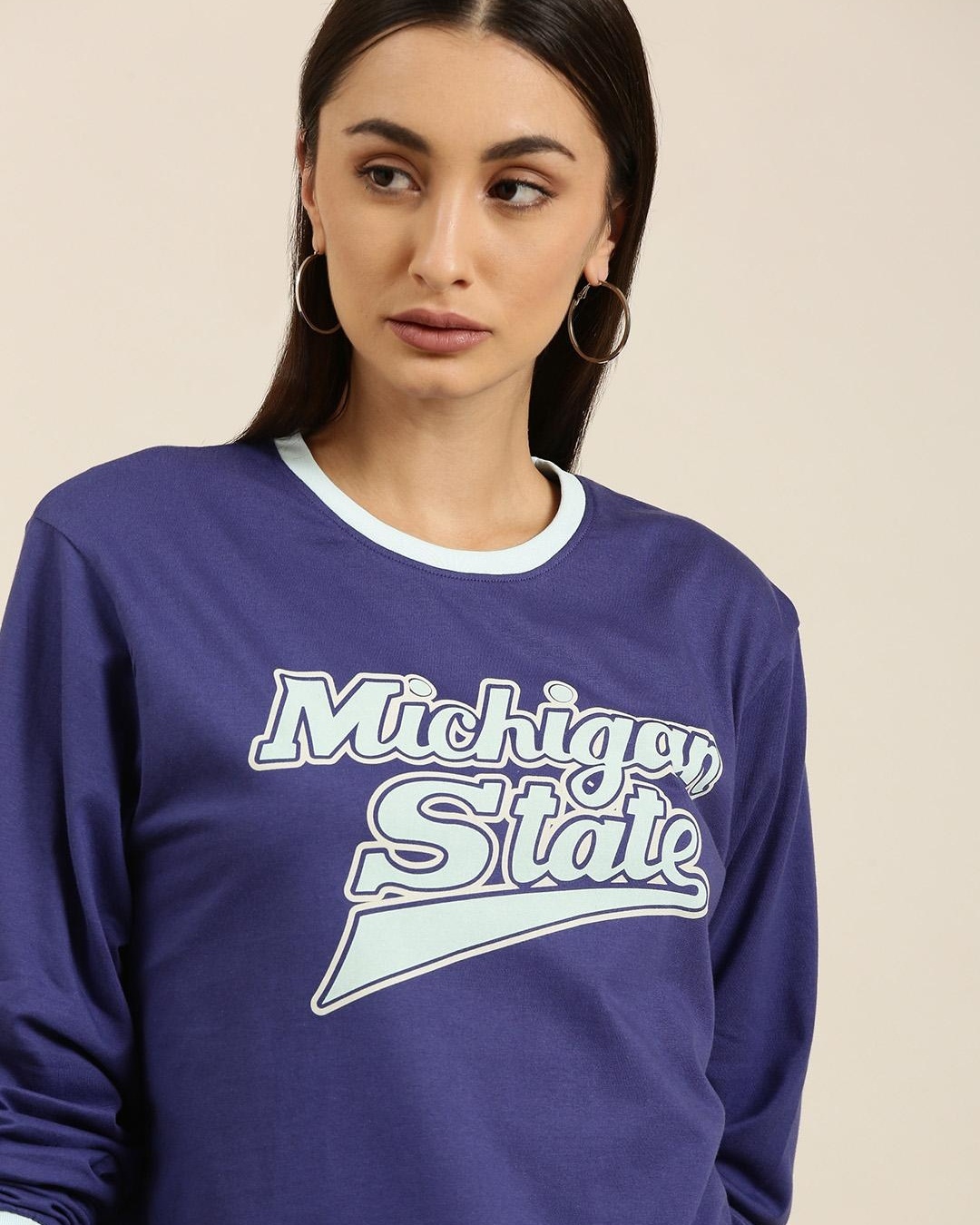 Buy Women's Blue Michigan State Typography Oversized T-shirt Online at ...