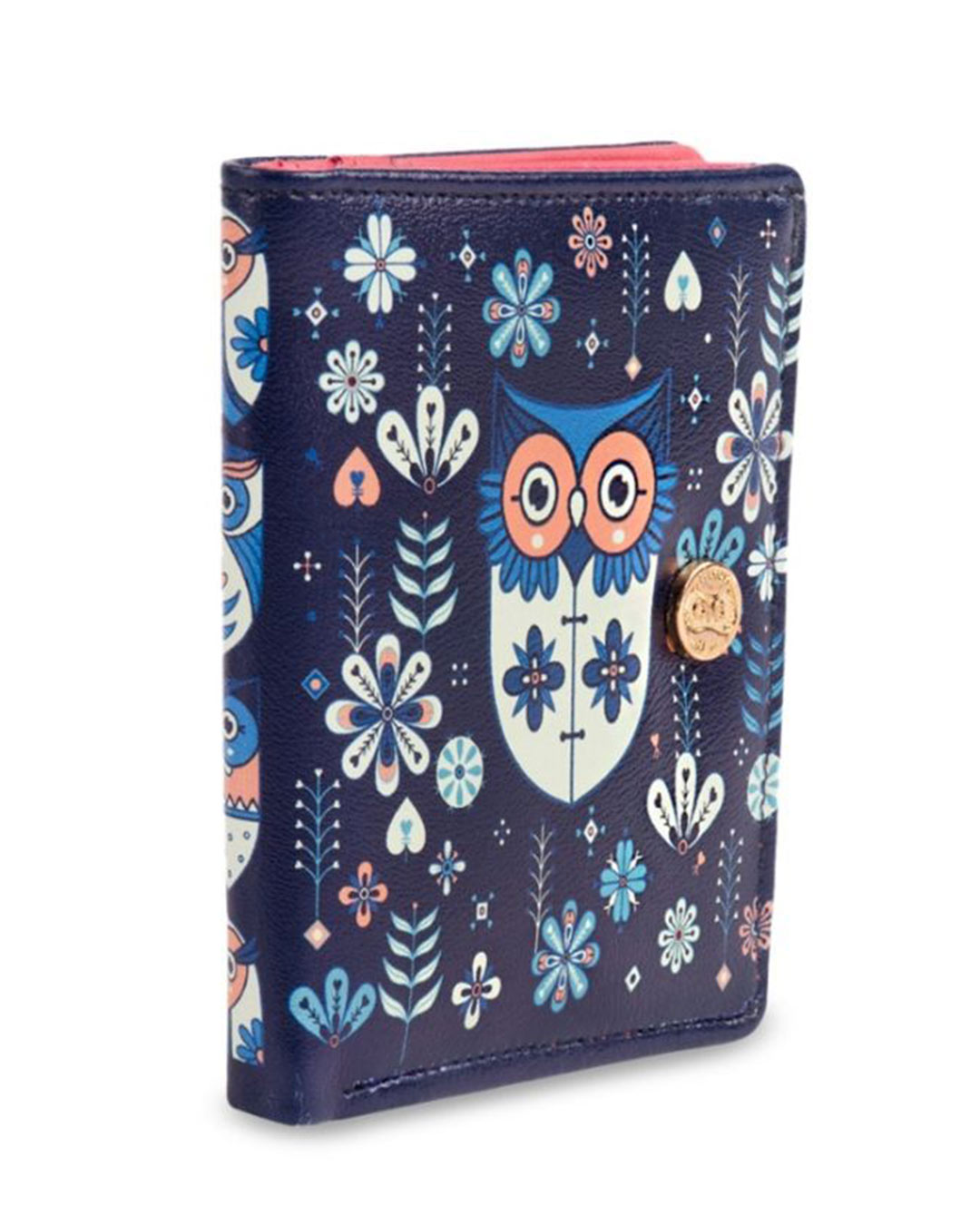 Shop Women's Blue Mini Flower Owl Square Wallet-Back
