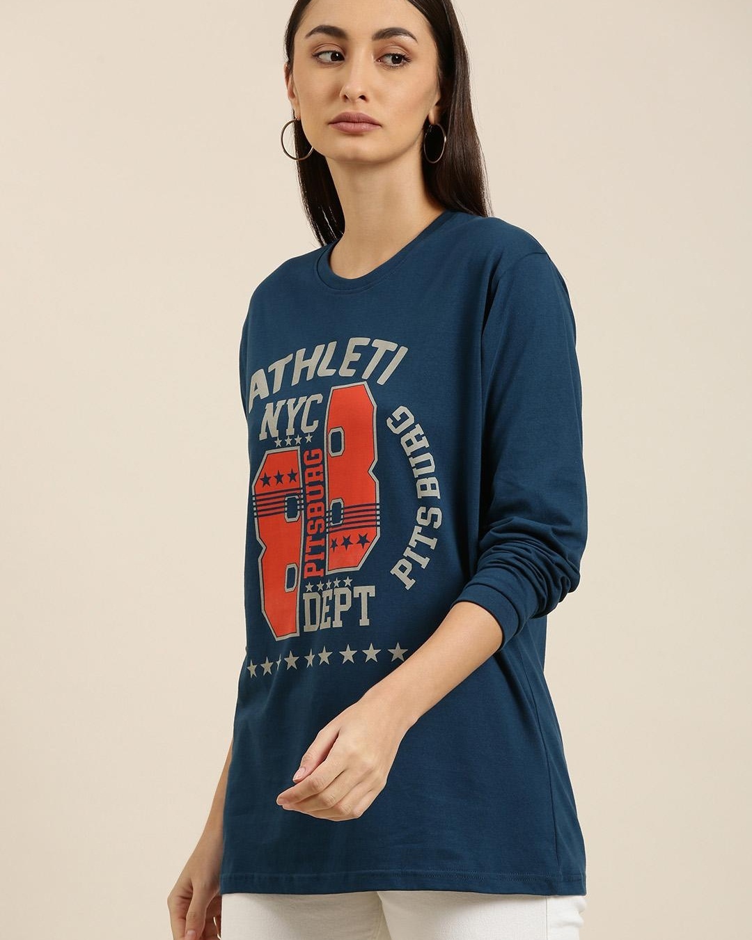Shop Women's Blue NYC Typography Oversized T-shirt-Back