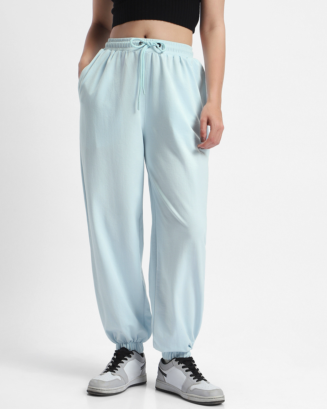 Shop Women's Blue Oversized Joggers-Back