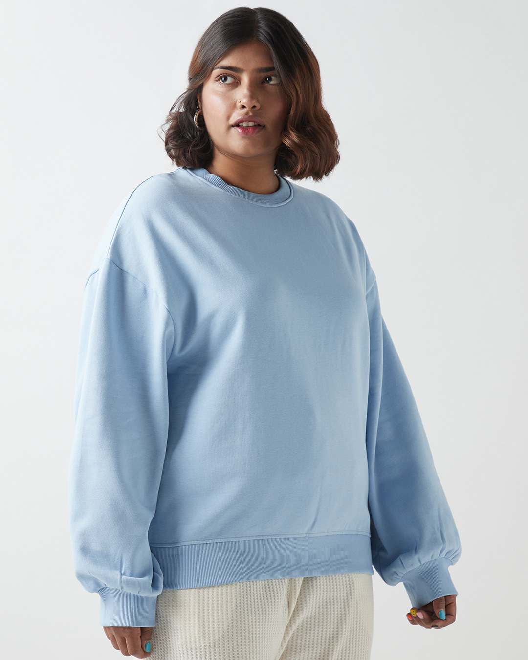 Shop Women's Blue Oversized Plus Size Sweatshirt-Back