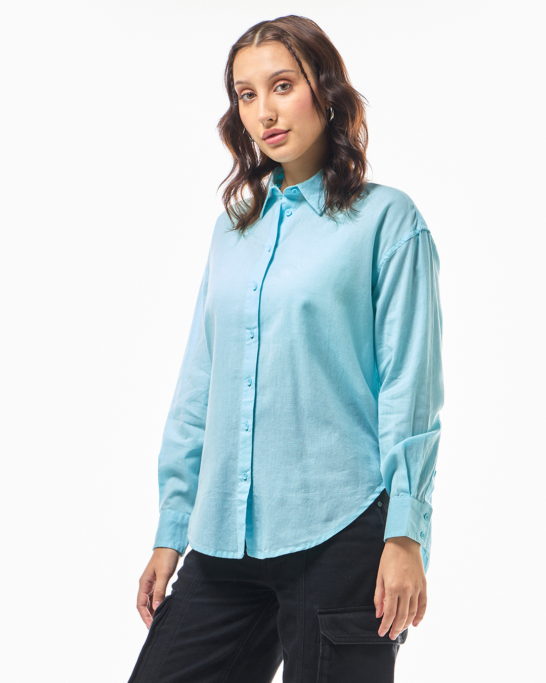 Shop Women's Blue Oversized Shirt-Back