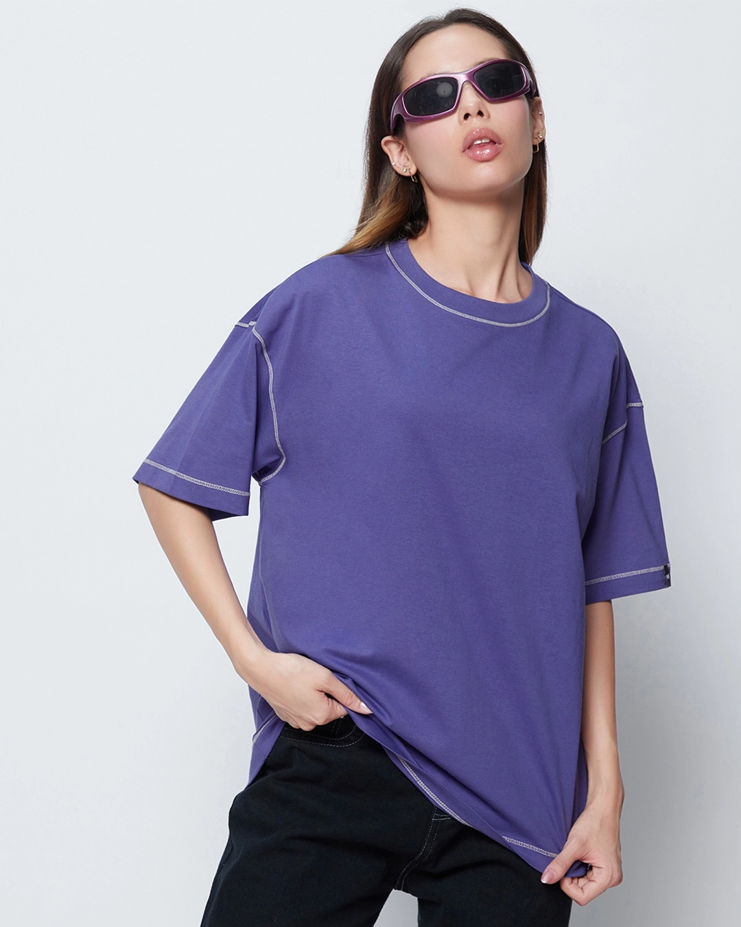 Shop Women's Blue Oversized T-shirt-Back