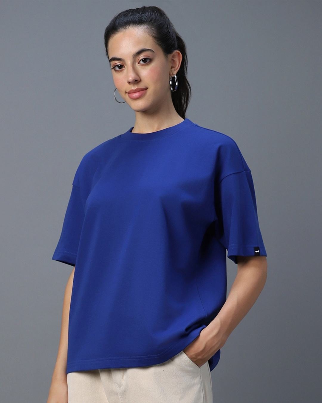 Shop Women's Blue Oversized T-shirt-Back