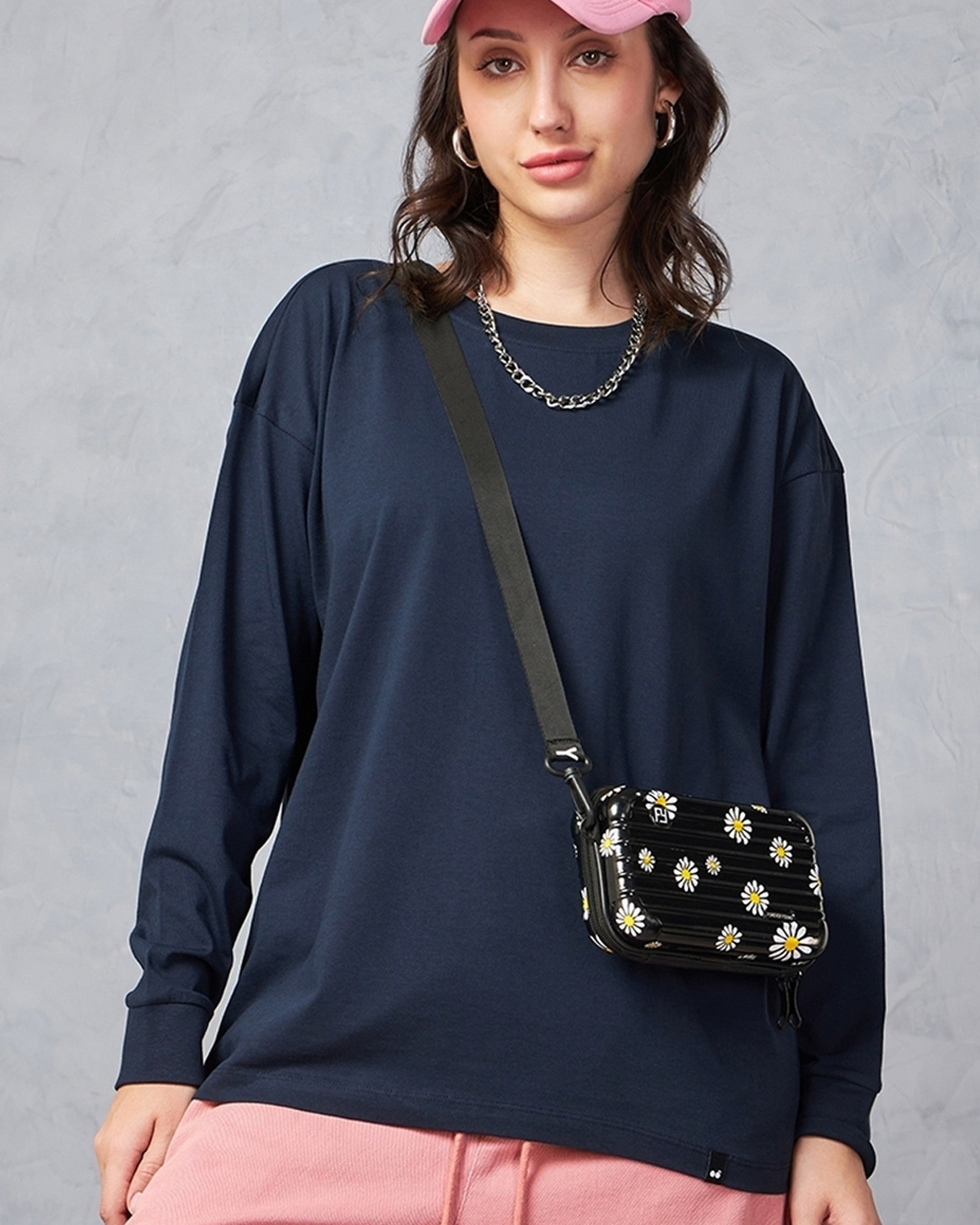 Stylera Oversized Blue Graphic Tee for Womens main image 0
