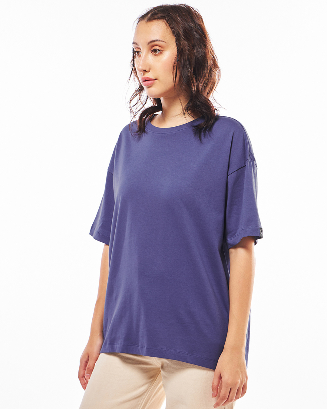 Shop Women's Skipper Blue Oversized T-shirt-Back