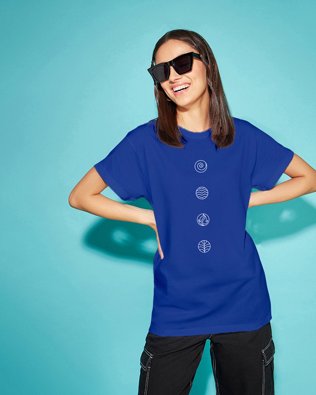 Shop Women's Blue Peace Seeker Graphic Printed Boyfriend T-shirt-Back