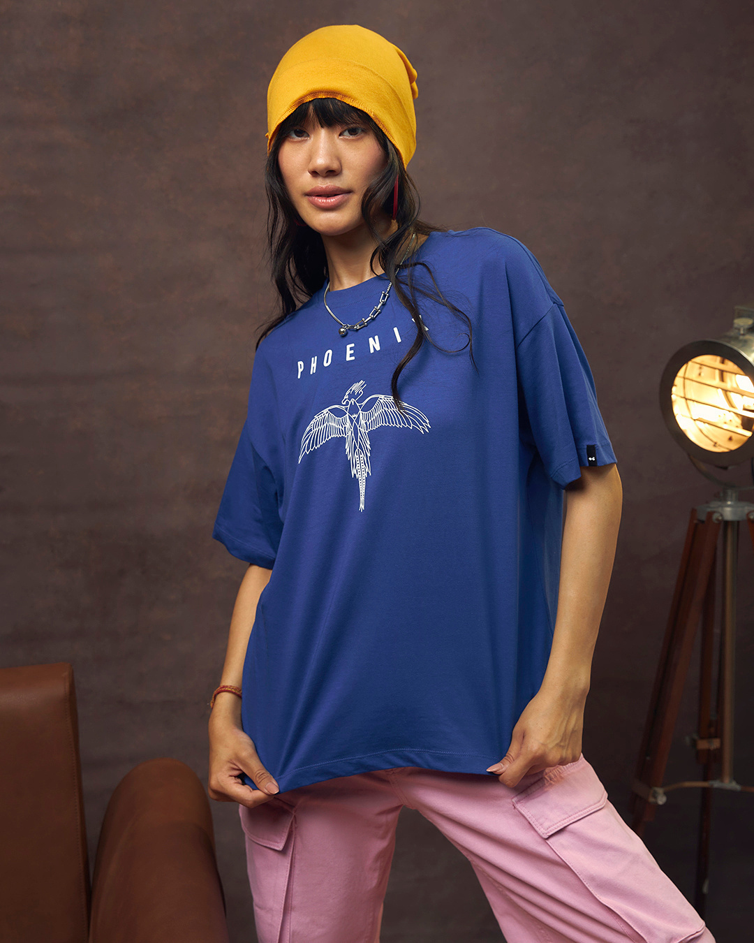 Shop Women's Blue Phoenix Fawkes Graphic Printed Oversized T-shirt-Back