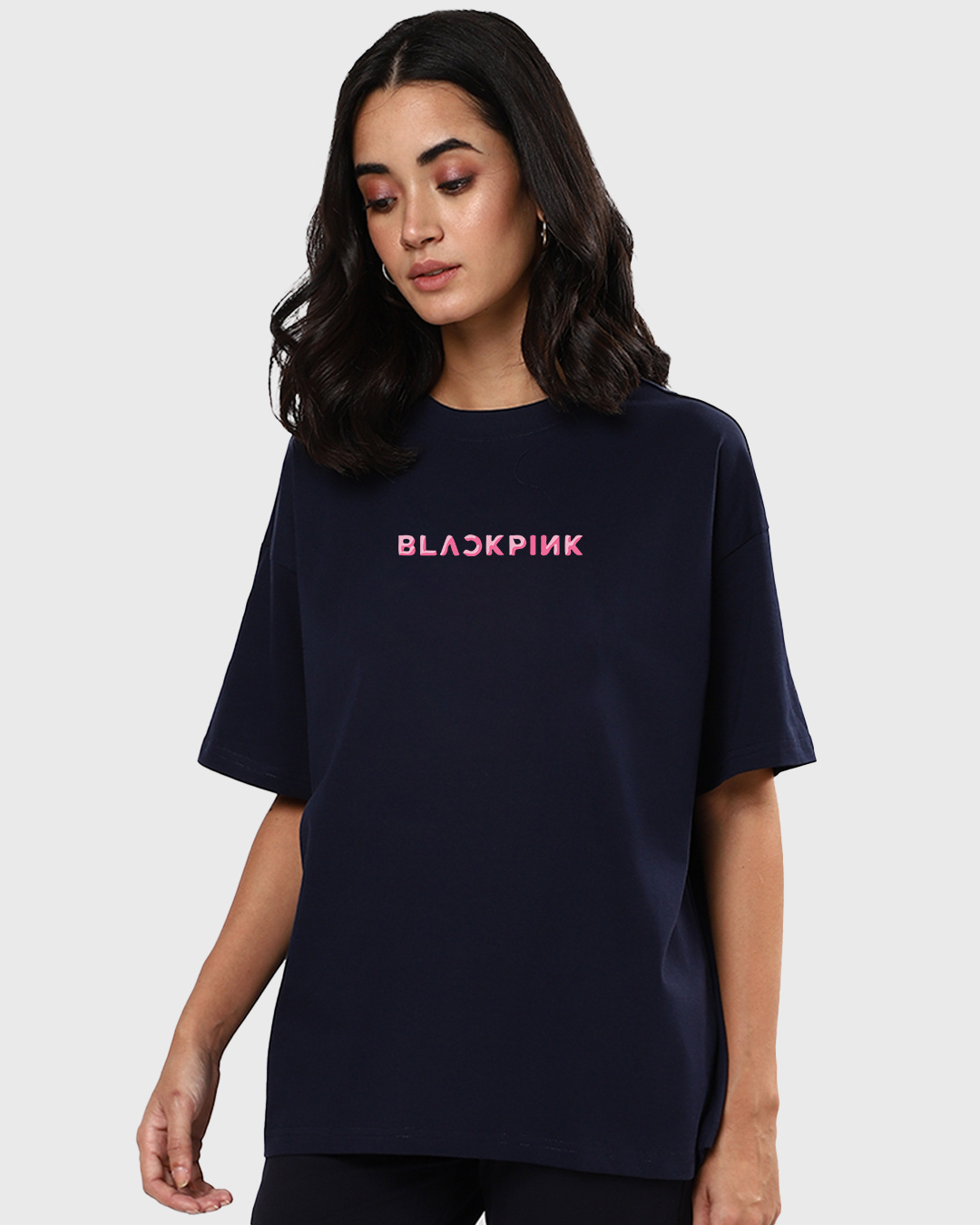 Shop Women's Blue Pink Venom Graphic Printed Oversized T-shirt-Back