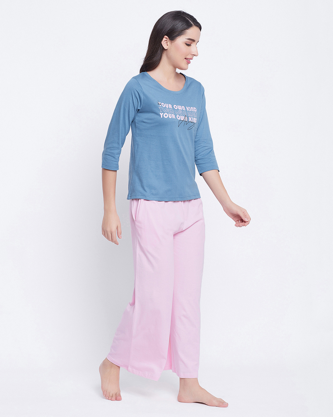 Shop Women's Blue & Pink Your Own Kind Always Typography Nightsuit-Back