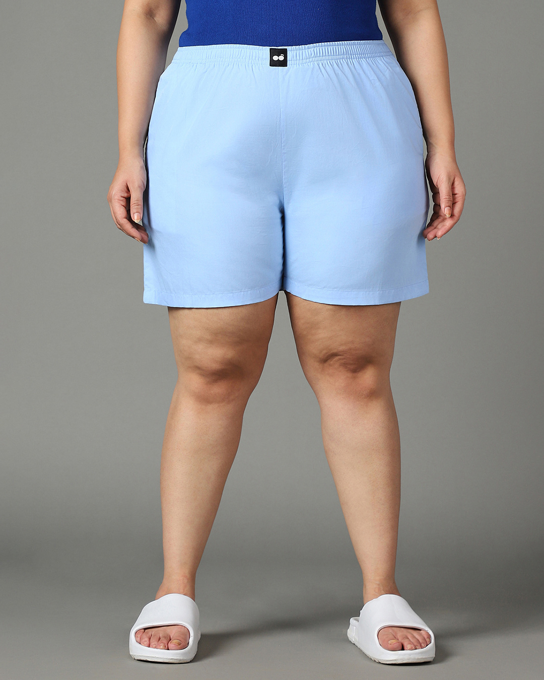 Shop Women's Blue Plus Size Boxer Shorts-Back