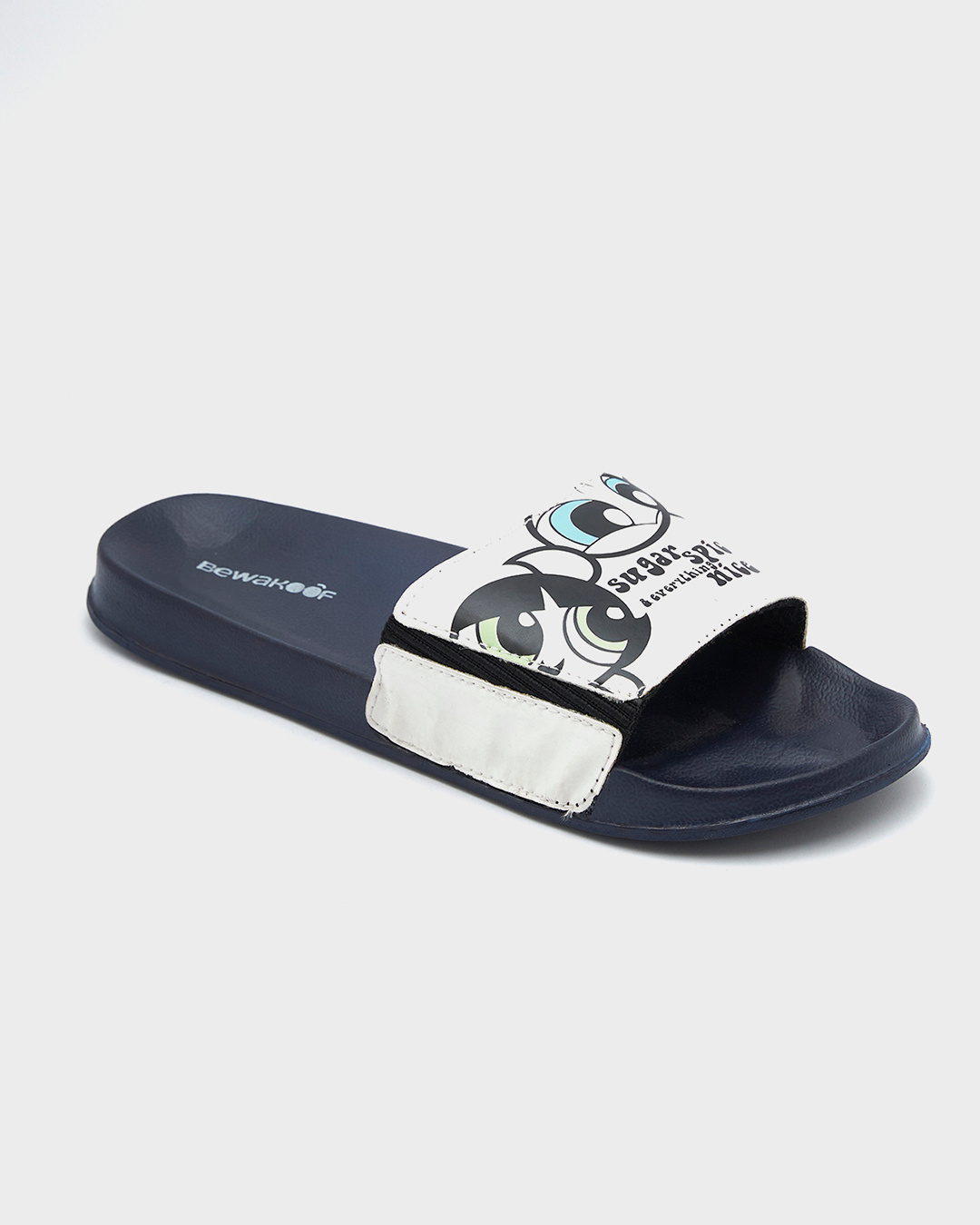 Shop Women's Blue Power Puff Girls Printed Elastic Sliders-Back