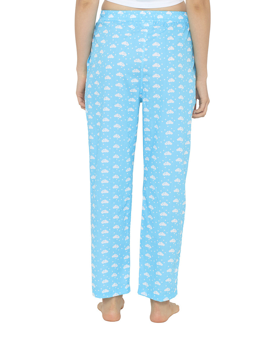 Shop Women's Blue Printed Regular Fit Pyjamas-Back