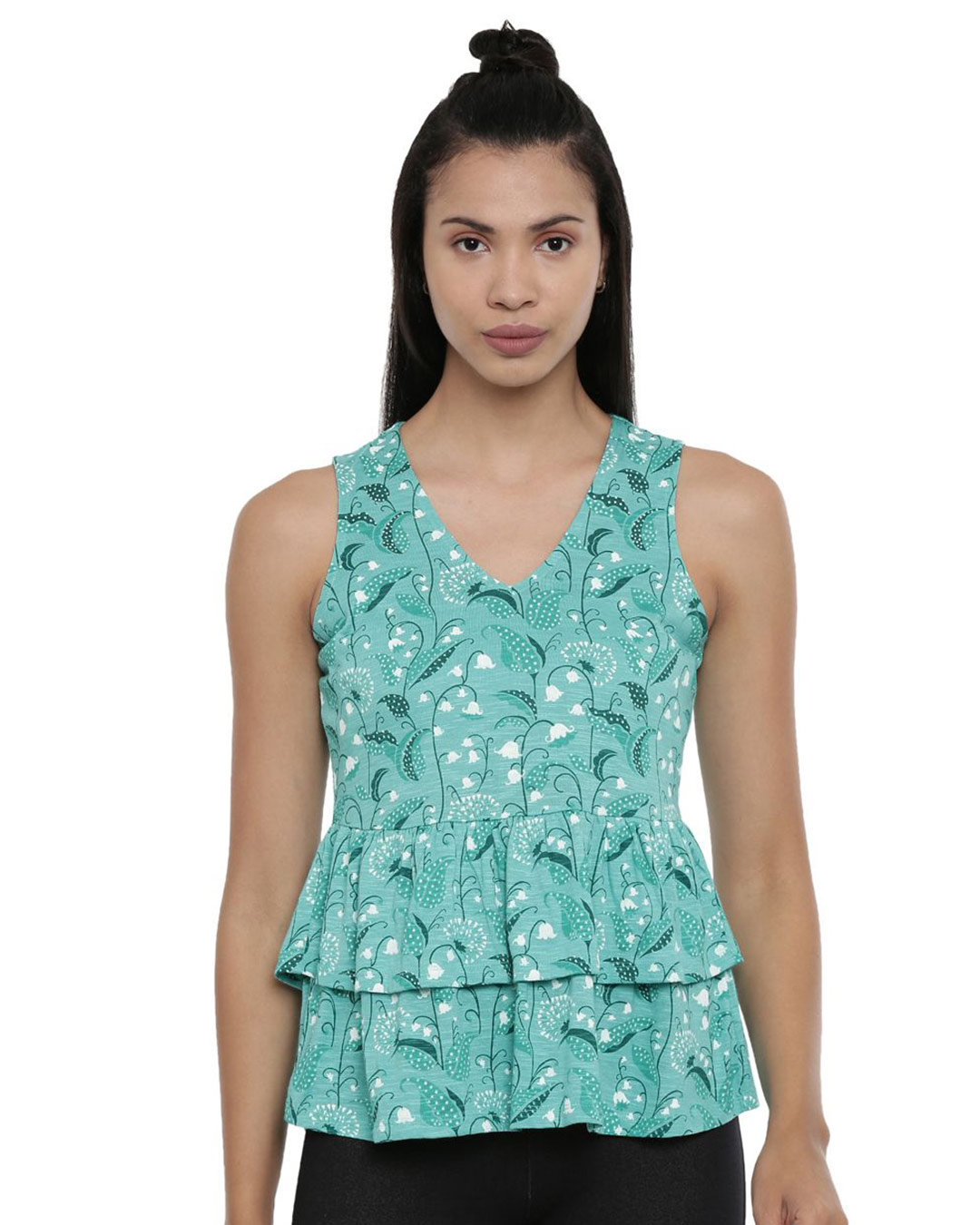 Shop Women's Blue Printed Sleeveless Top-Front