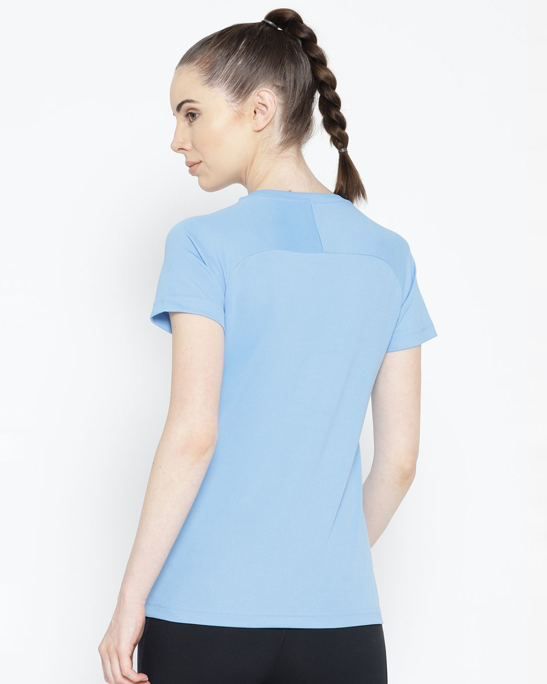 Shop Women's Blue Printed Slim Fit T-shirt-Back