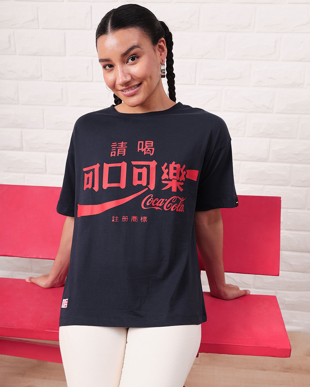 Shop Women's Blue Ramen & Coke Graphic Printed Oversized T-shirt-Back