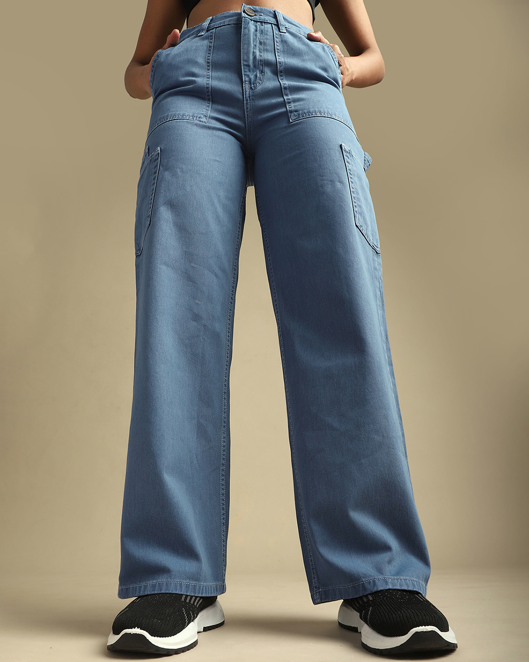 Buy Women's Blue Relaxed Fit Cargo Carpenter Pants Online in India at ...