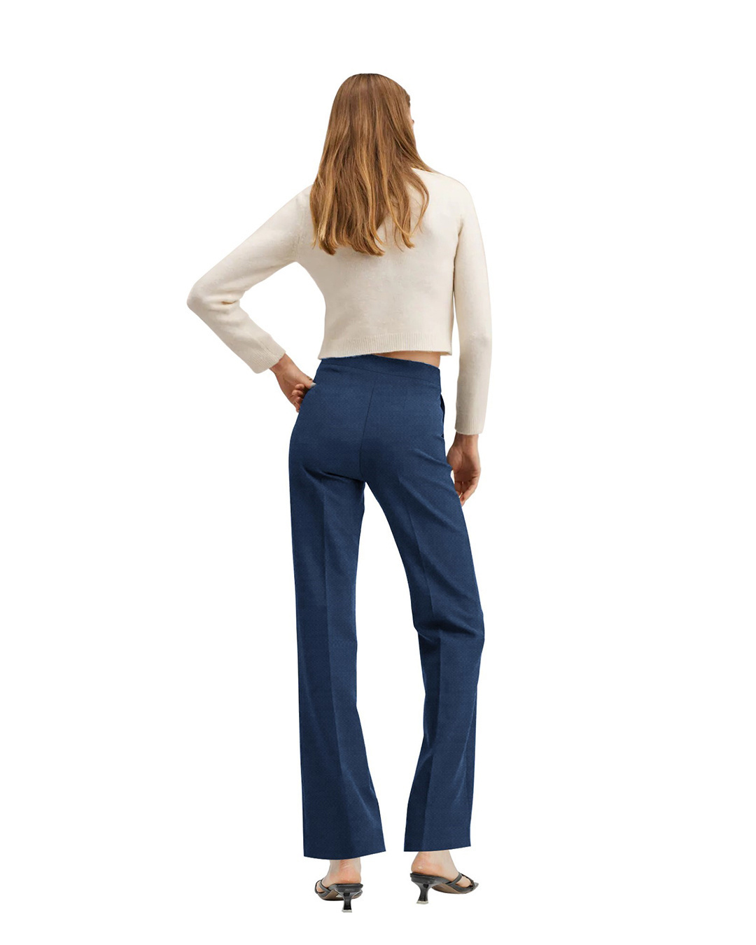 Shop Women's Blue Relaxed Fit Trousers-Back