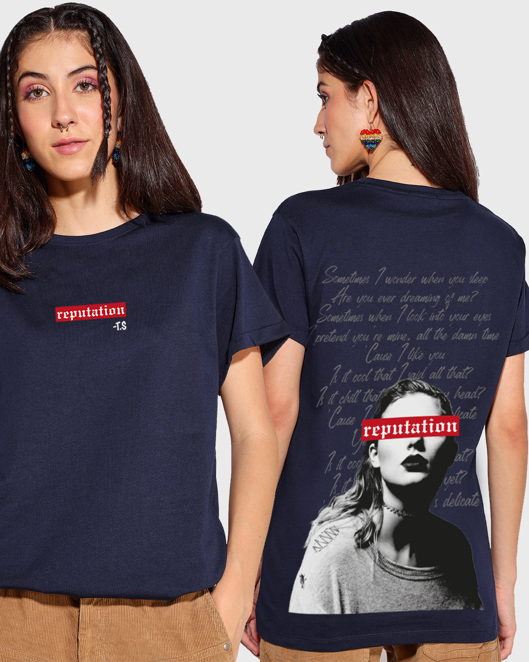 Buy Women's Blue Reputation Taylor Swift Graphic Printed Boyfriend T ...