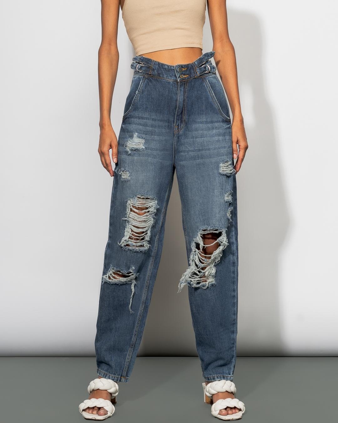 Buy Women's Blue Ripped Vintage Baggy Jeans for Women Blue Online at ...