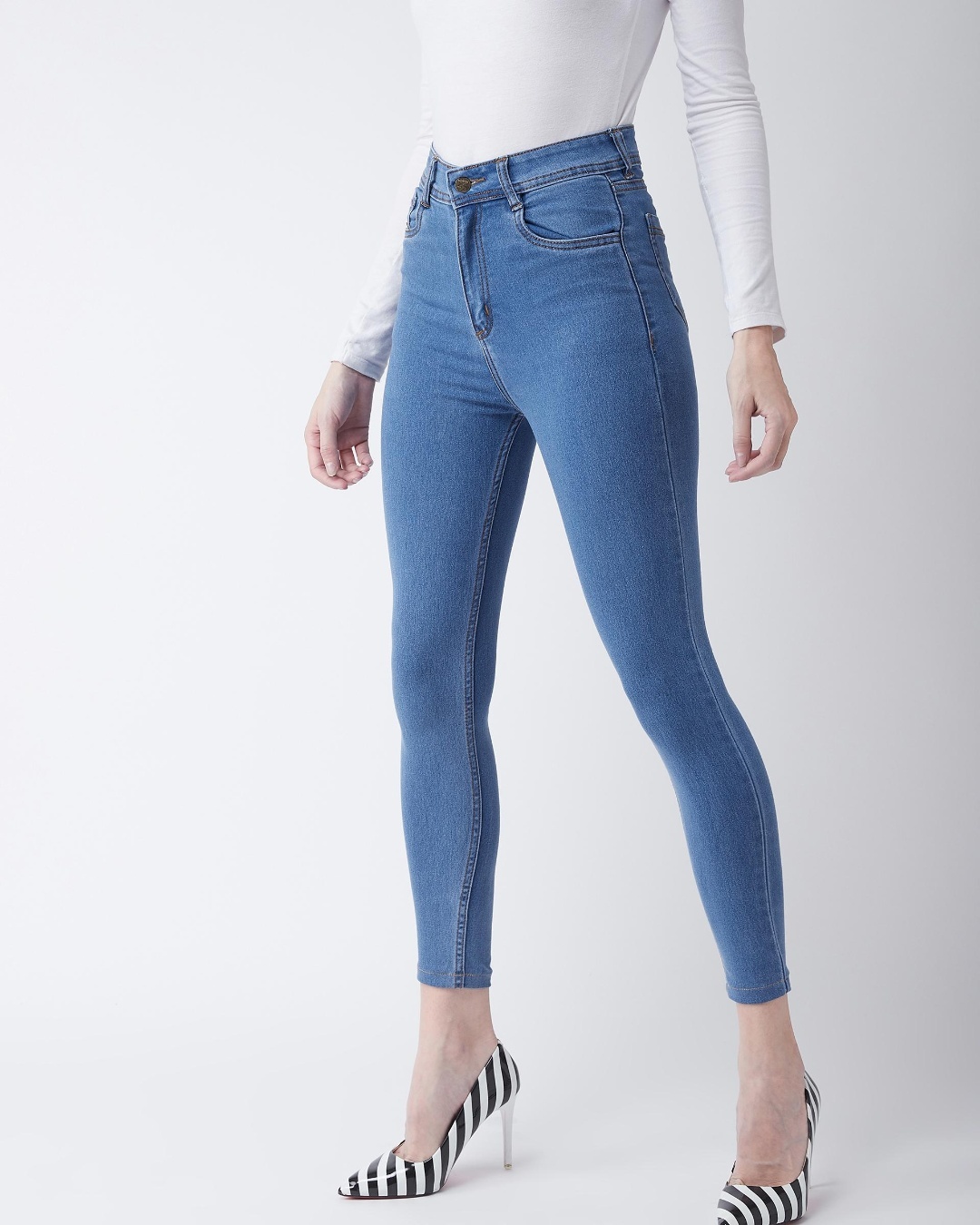 Shop Women's Blue Skinny Fit Jeans-Back