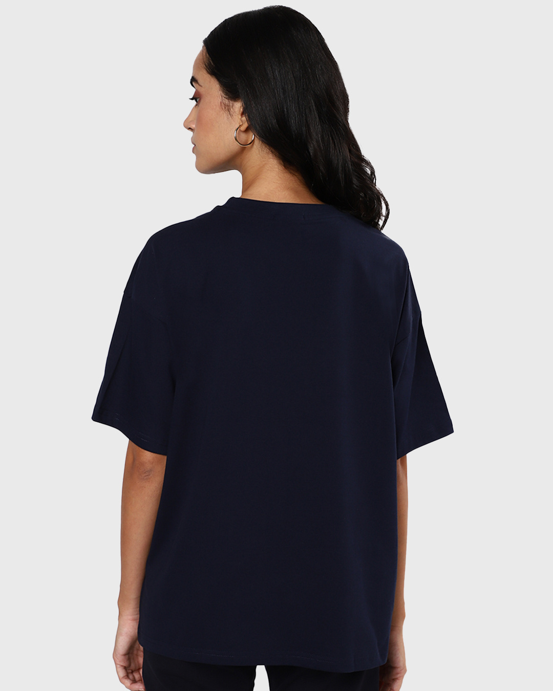 Shop Women's Blue Sleepy Head Graphic Printed Oversized T-shirt-Back