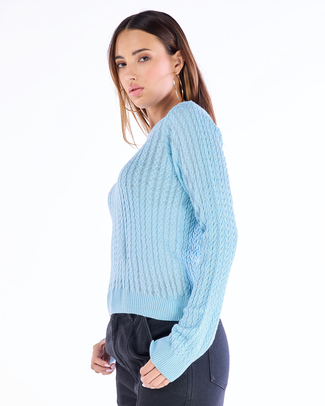 Shop Women's Blue Slim Fit Sweater-Back