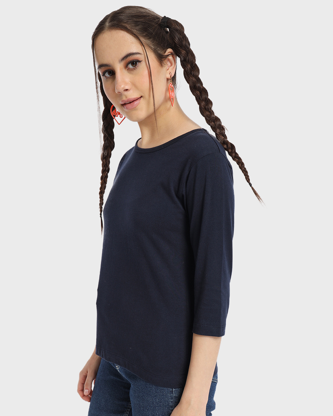 Shop Women's Blue Slim Fit T-shirt-Back