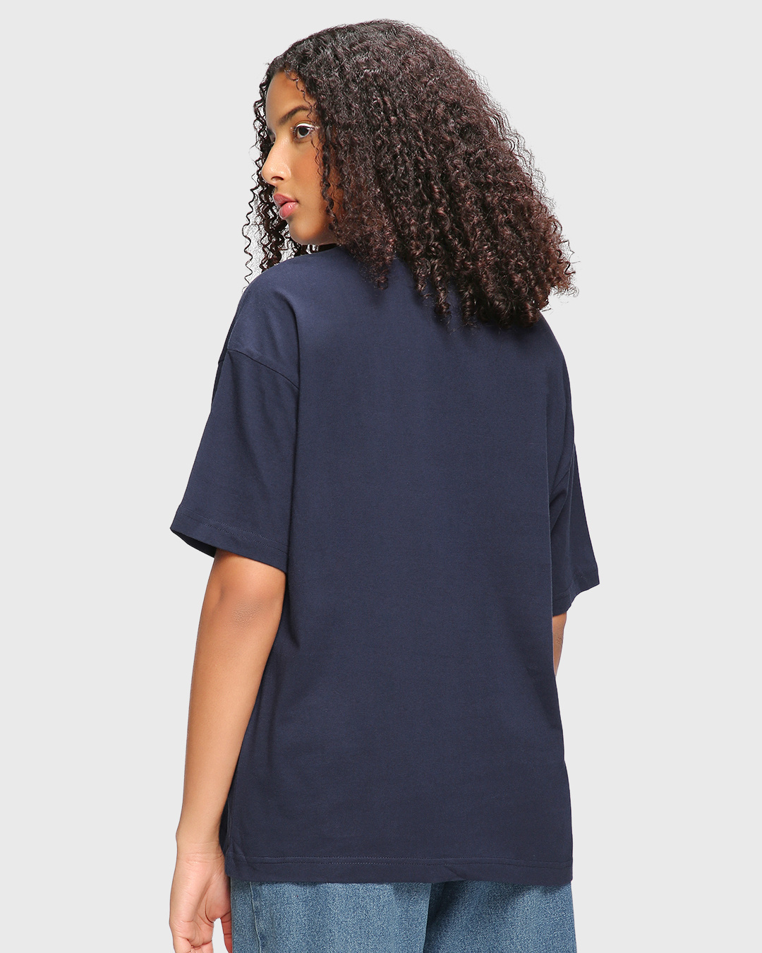 Shop Women's Blue Stardust Soul Graphic Printed Oversized T-shirt-Back