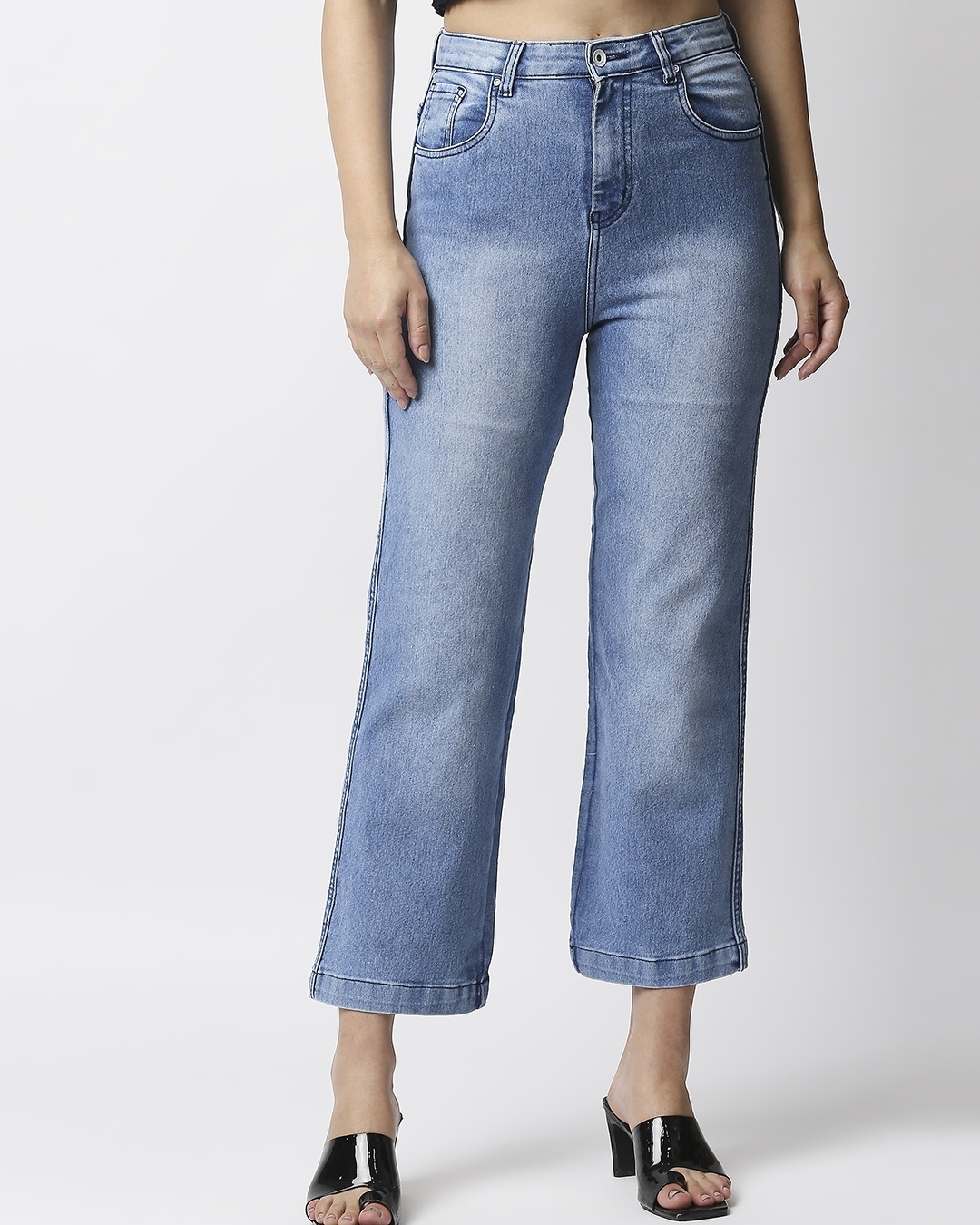 Shop Women's Blue Straight Fit High Rise Jeans-Back