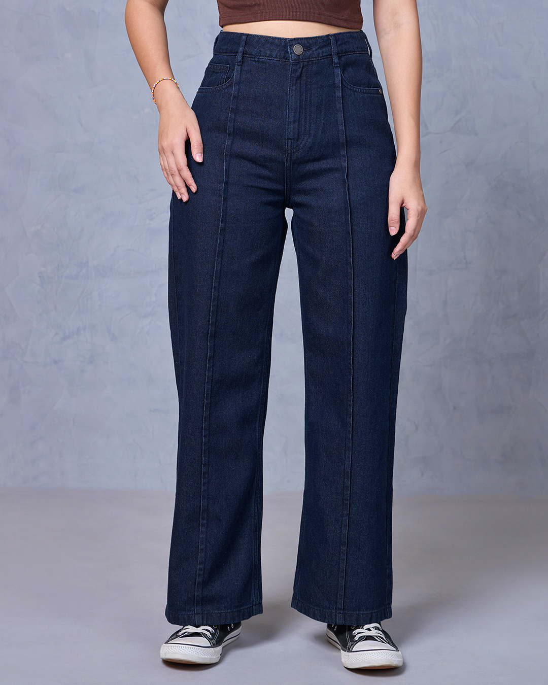 Shop Women's Blue Baggy Straight Fit Jeans-Back