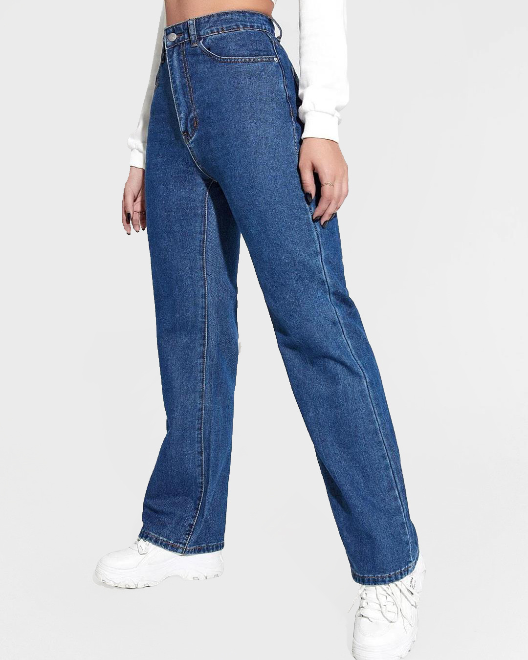 Shop Women's Blue Straight Fit Jeans-Back