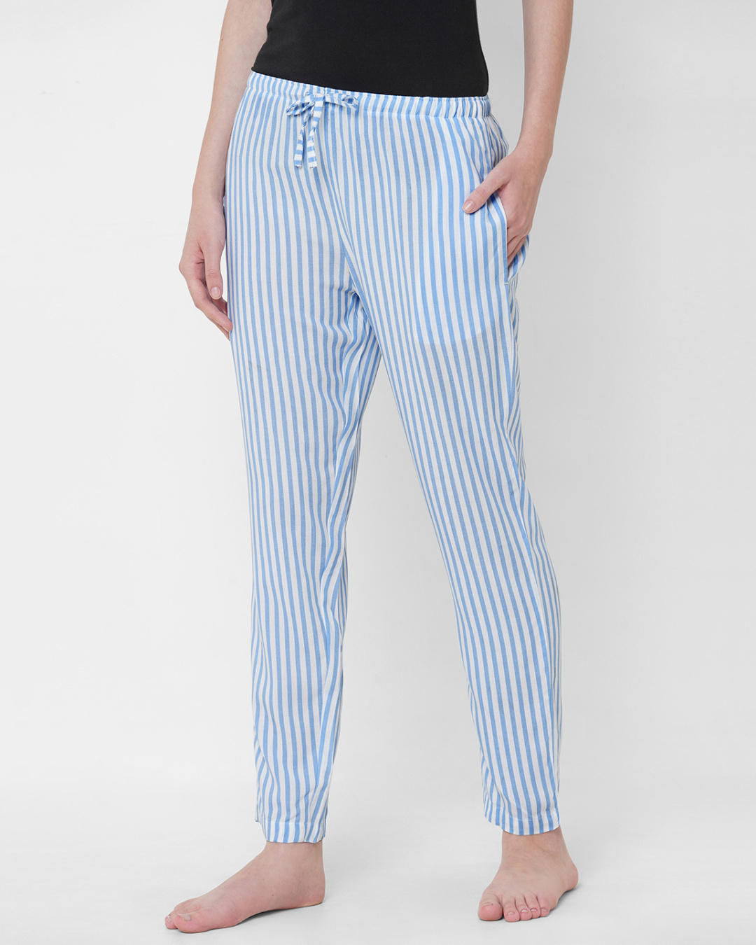 Shop Women's Blue Striped Lounge Pants-Back