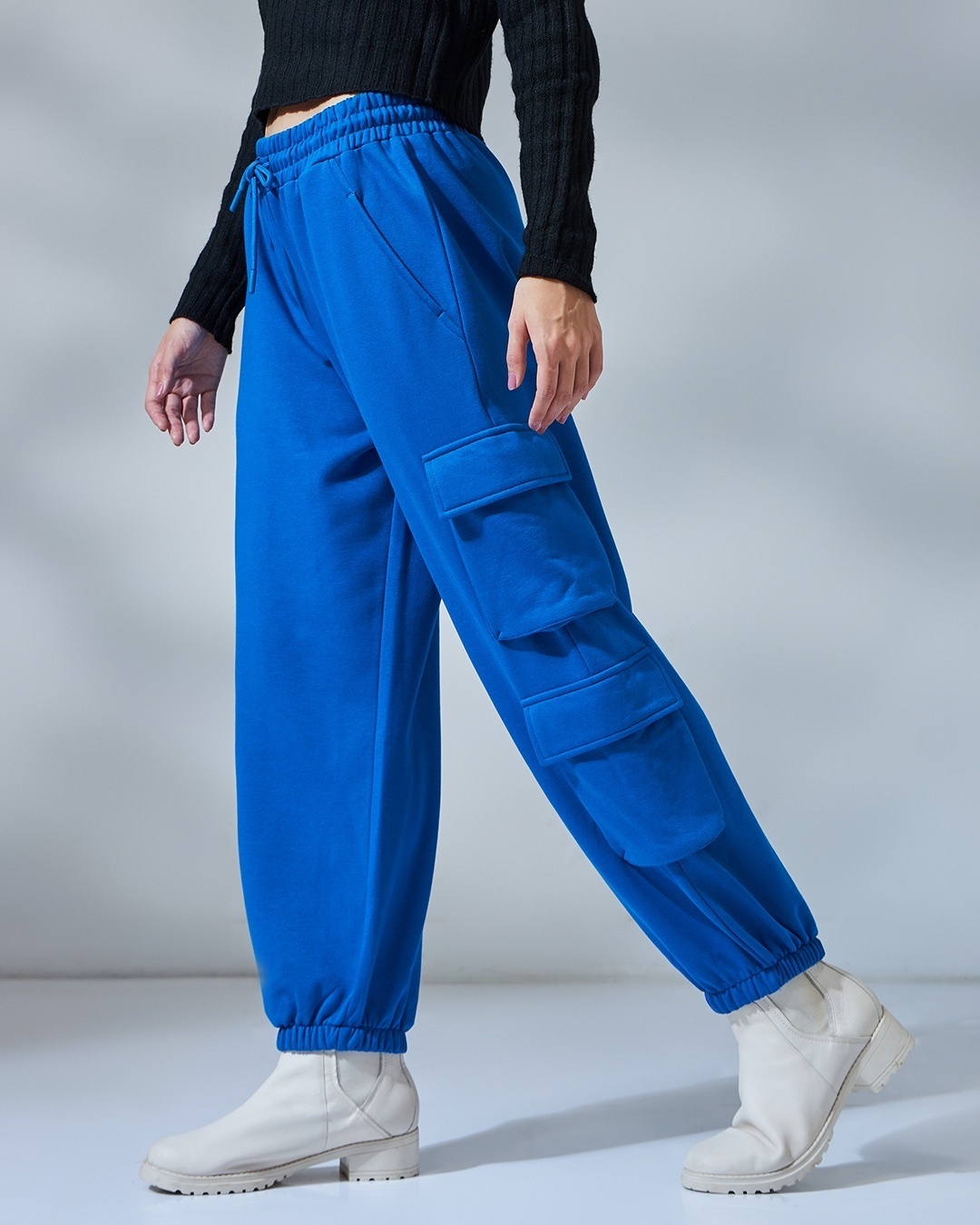 Shop Women's Blue Super Loose Fit Joggers-Back