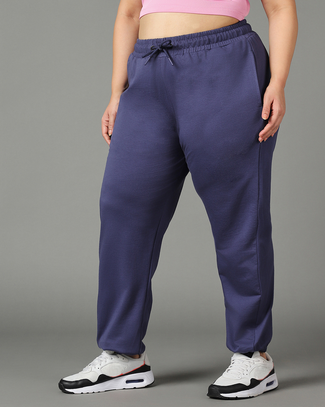Shop Women's Blue Oversized Plus Size Joggers-Back