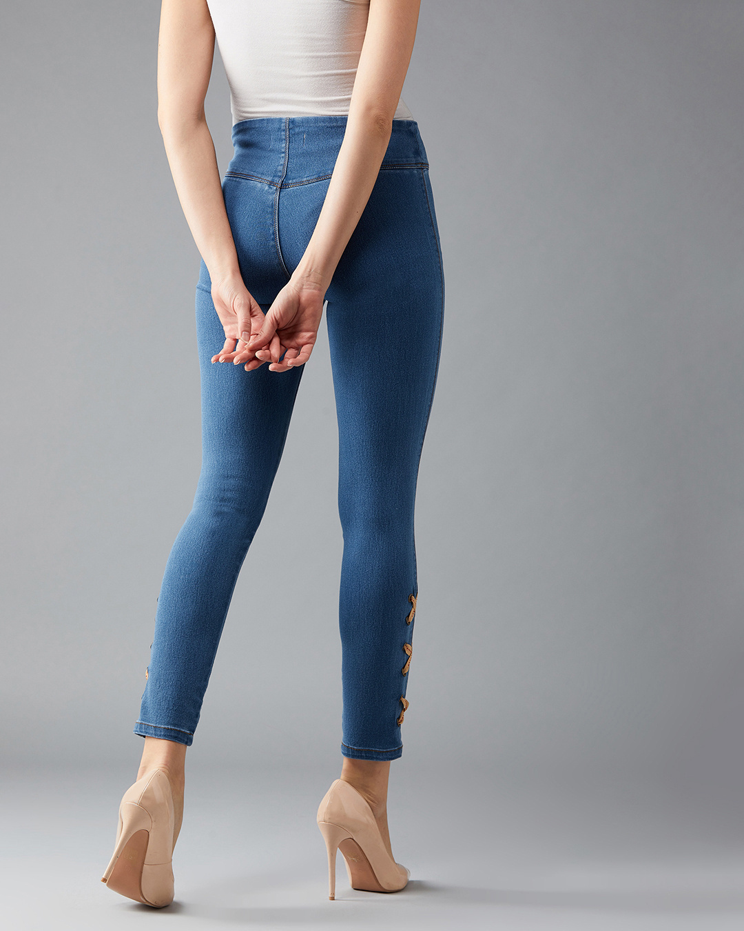 Shop Women's Blue Super Skinny Fit High-rise Jeans-Back