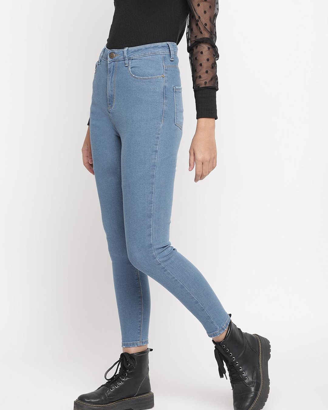 Shop Women's Blue Super Skinny Fit Jeans-Back