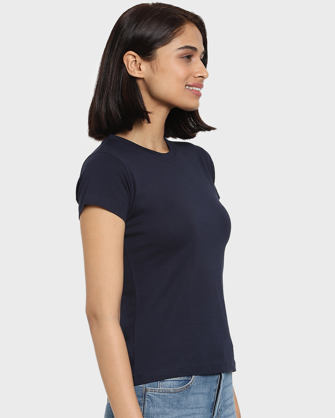 Shop Women's Blue Slim Fit T-shirt-Back