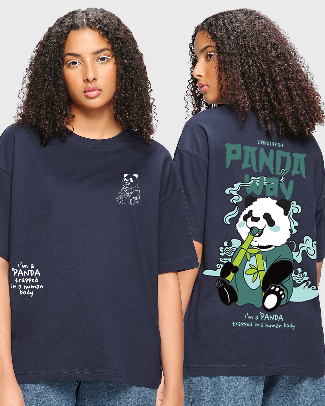 Buy Womens Blue The Panda Way Graphic Printed Oversized T Shirt Online At Bewakoof 
