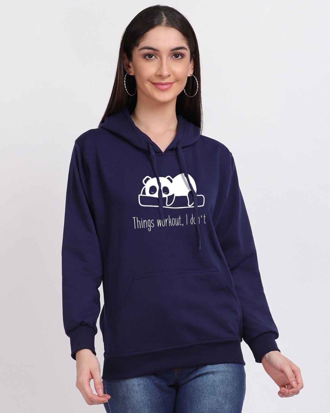 Shop Women's Blue Things Workout Graphic Printed Hoodie-Back