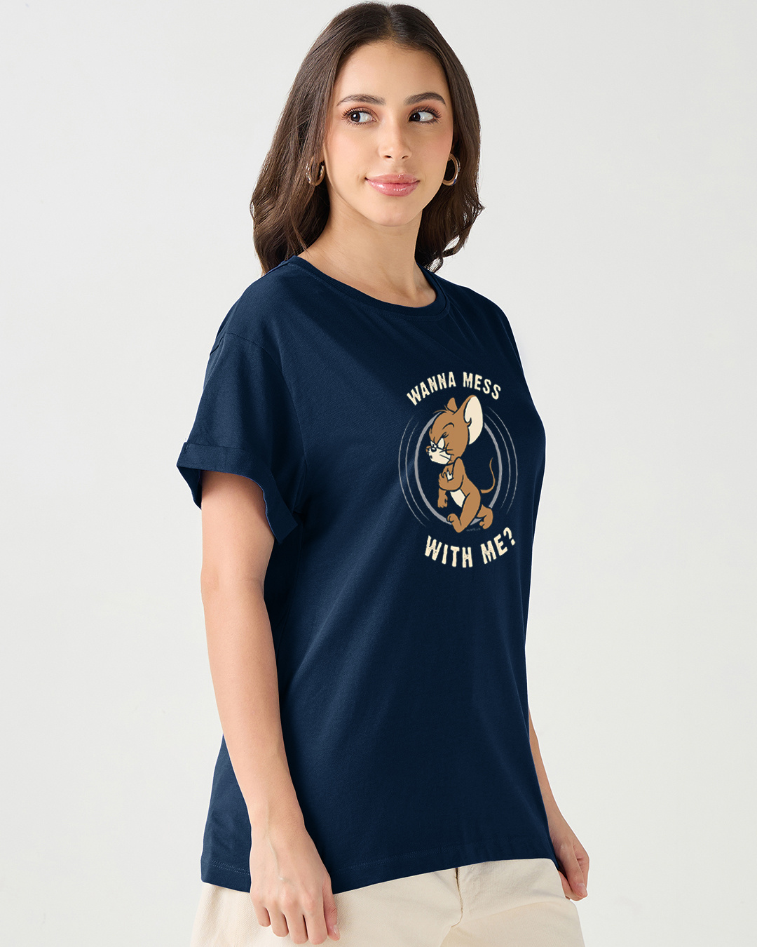 Shop Women's Blue Thug Jerry (TJL) Graphic Printed Boyfriend T-shirt-Back