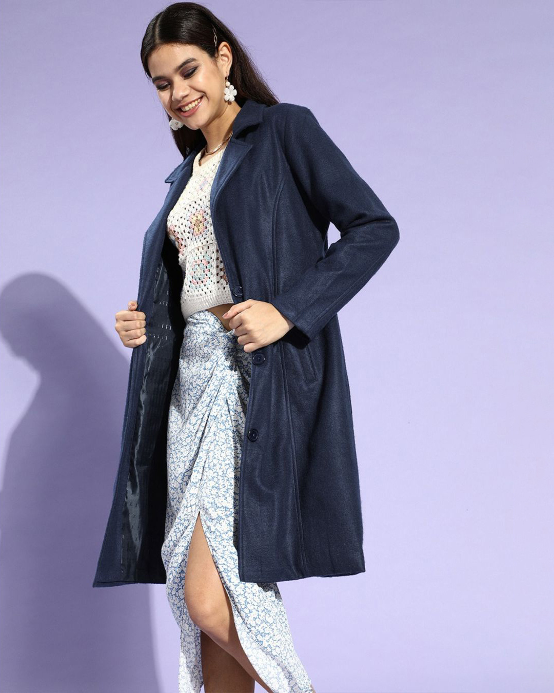 Buy Women's Blue Trench Coat for Women Online at Bewakoof