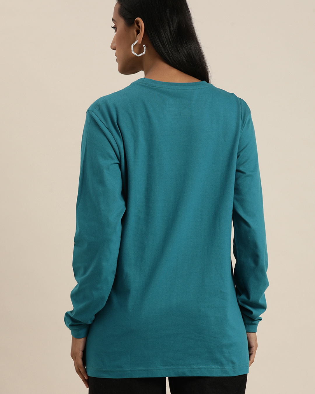 Shop Women's Blue Typographic Oversized T-Shirt-Back