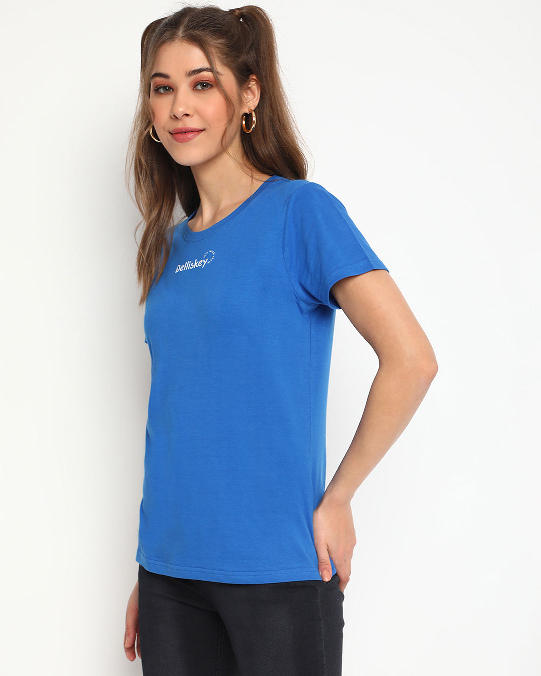 Shop Women's Blue Typography T-shirt-Back