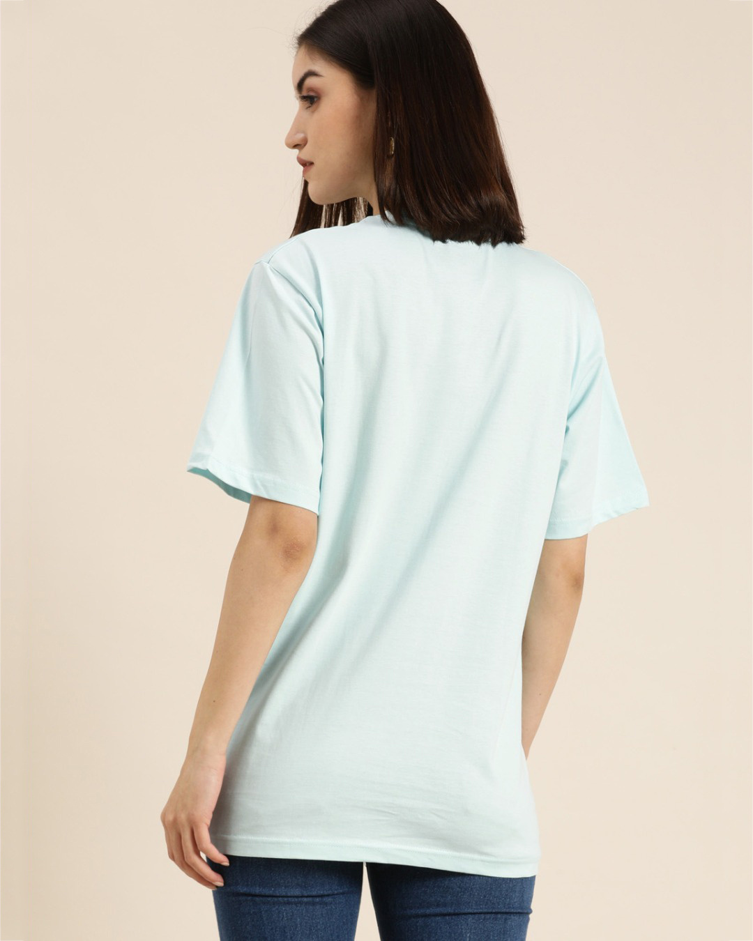 Shop Women's Blue Typography Oversized T-shirt-Back