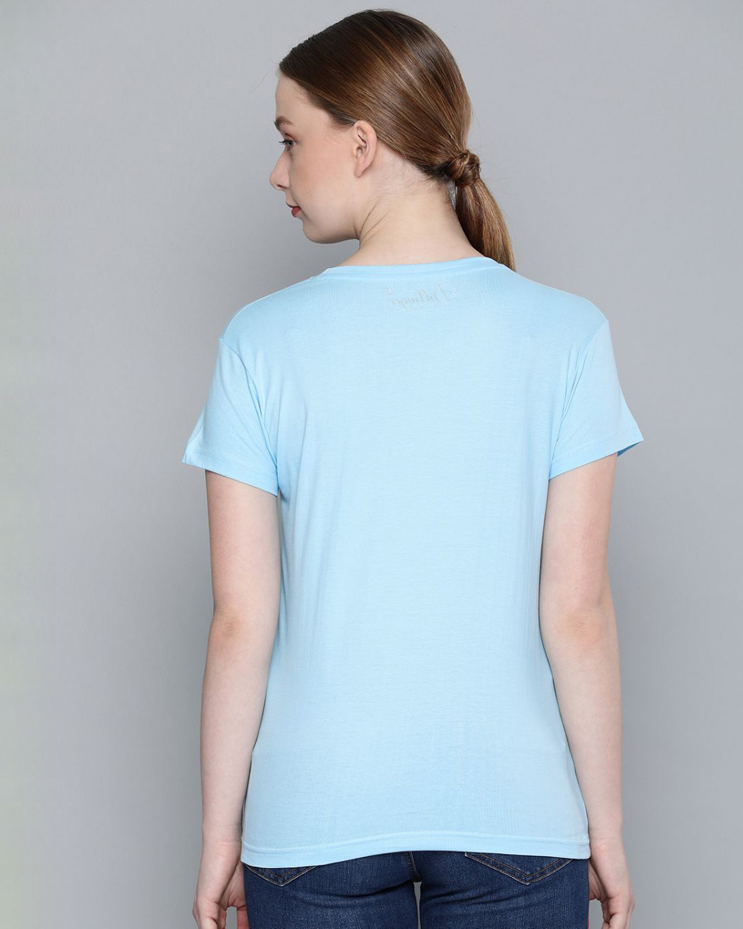 Shop Women's Blue Typography T-shirt-Back