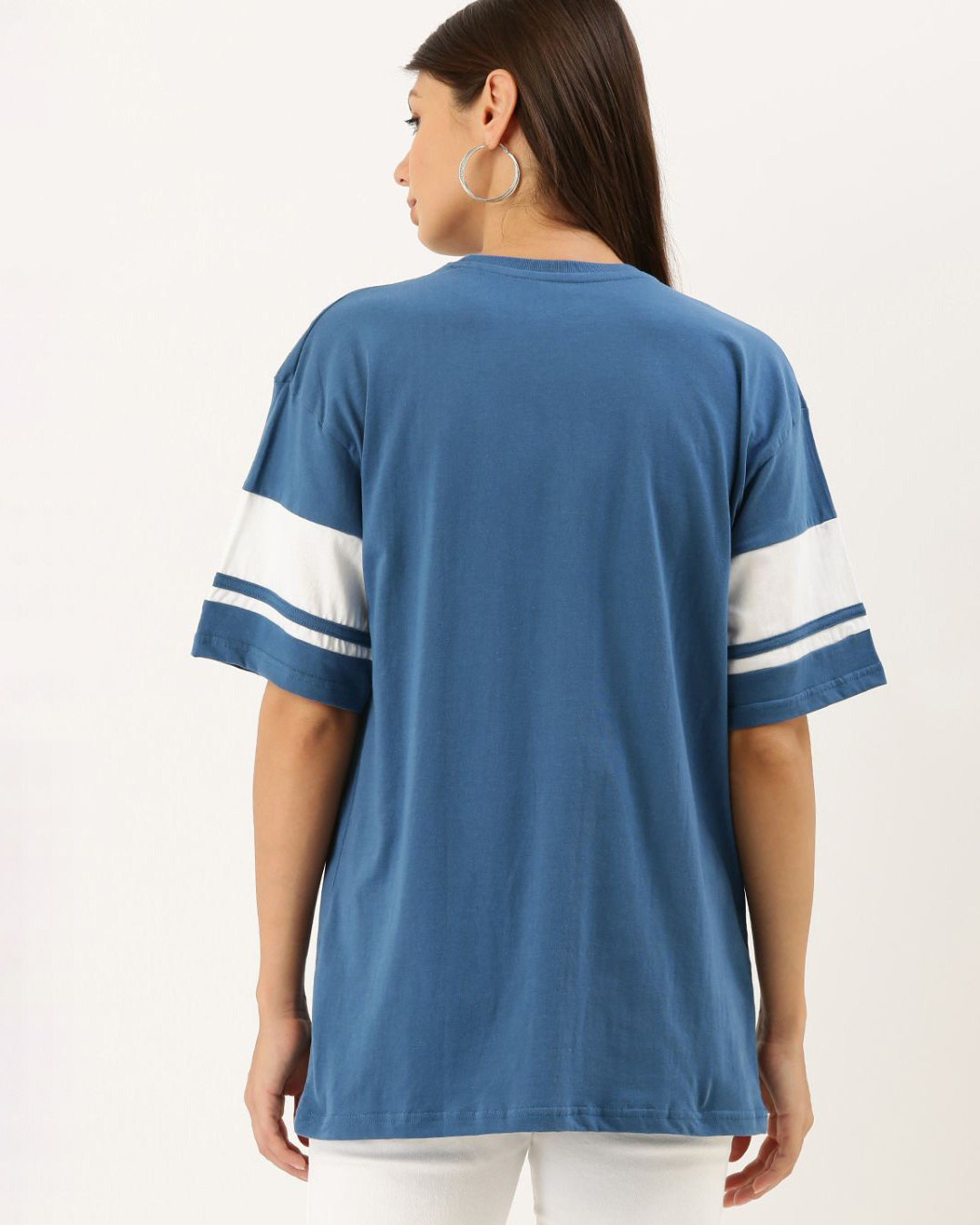 Shop Women's Blue Typography T-shirt-Back